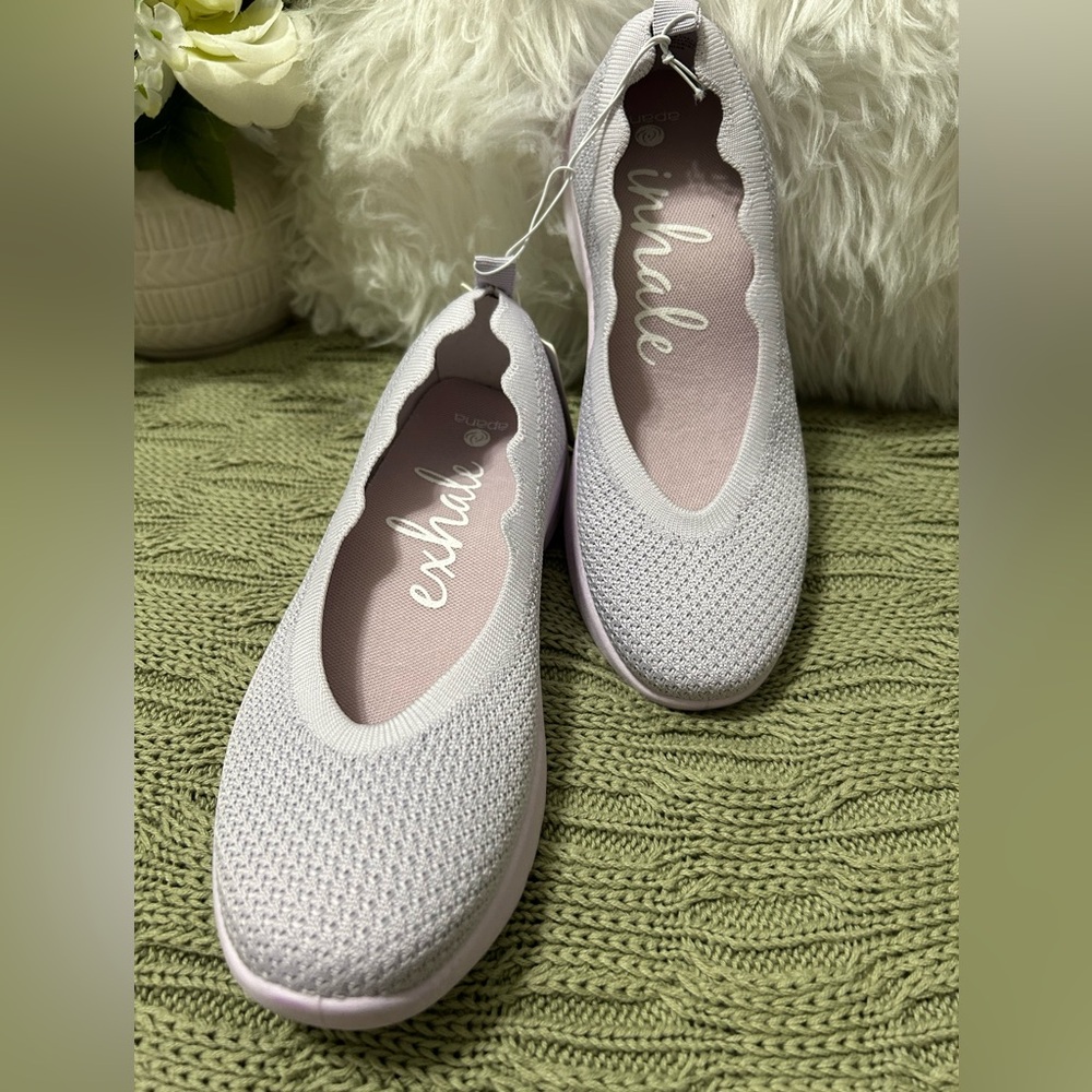 Apana Lavender Knit Slip-On Flats